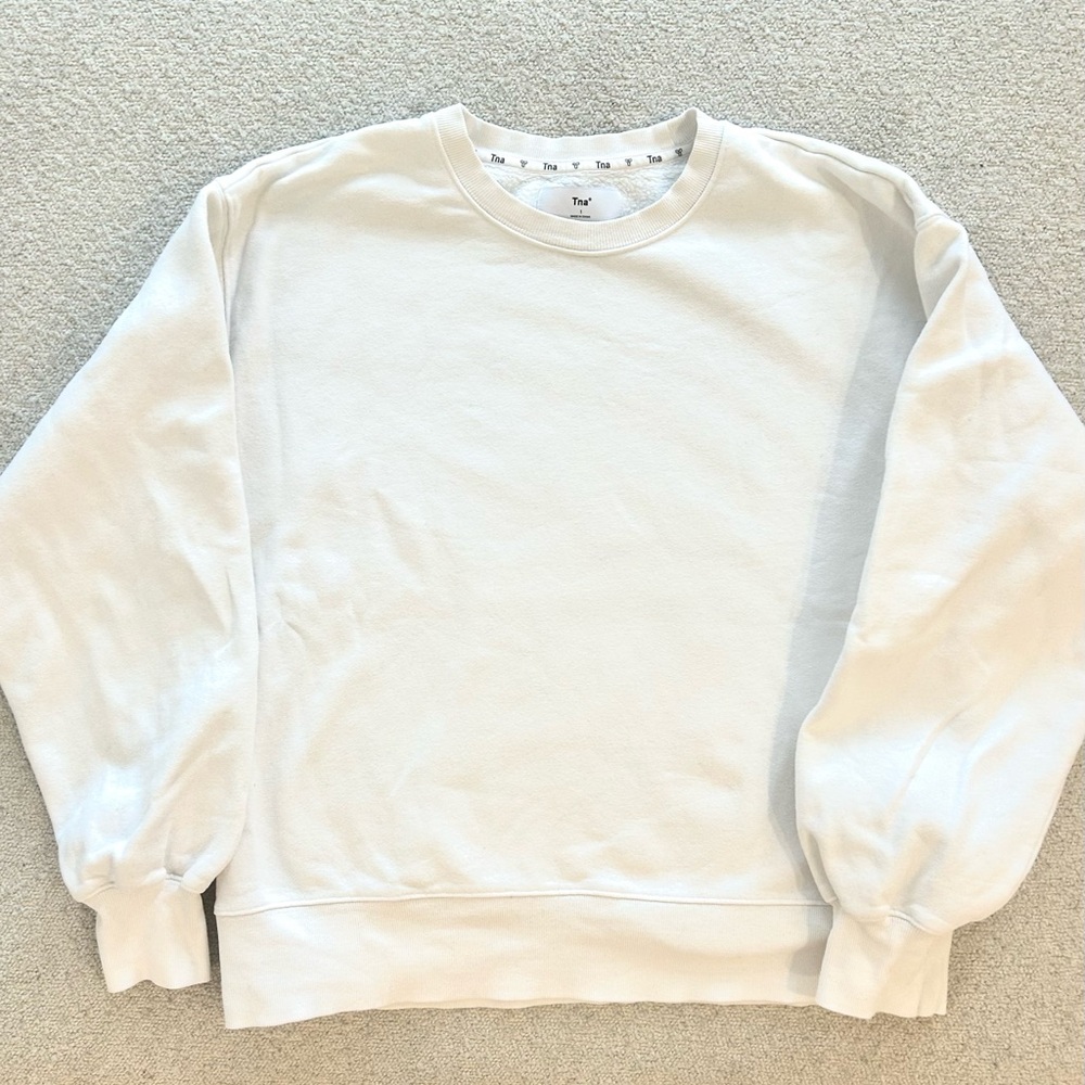 Aritzia Sweatfleece - TNA White Crewneck Sweater